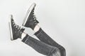 Woman wear black sneaker shoes