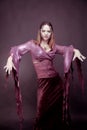 Woman wearing as vampire dancing . Halloween Royalty Free Stock Photo