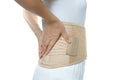 Woman wearing back support belt Royalty Free Stock Photo