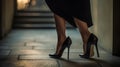 Woman wearing black high heels, generative ai Royalty Free Stock Photo