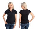 Woman wearing black polo shirt Royalty Free Stock Photo