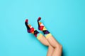 Woman wearing bright socks Royalty Free Stock Photo