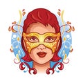 Woman wearing carnival mask. Vector illustration decorative background design Royalty Free Stock Photo