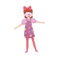 Woman Wearing Clown Wear Giving Performance in the Street Vector Illustration