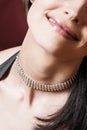 Woman wearing a diamond choker