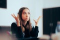 Woman Wearing Elegant Formal Office Wear Clothing at the Workplace