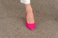 Woman wearing an elegant pink stiletto