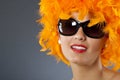 Woman wearing feather wig Royalty Free Stock Photo