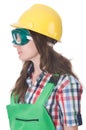 Woman wearing goggles in safety Royalty Free Stock Photo