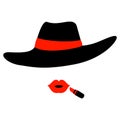 Woman wearing Hat and Lipstick Royalty Free Stock Photo
