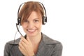 Woman wearing headset