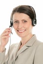 Woman wearing headset