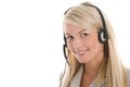 Woman wearing headset