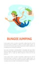 Woman Falling from Bridge, Bungee Jumping Vector