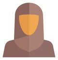 Woman wearing islamic scarf. Person in hijab icon