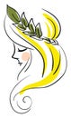 Woman wearing leaf profile illustration basic RGB vector