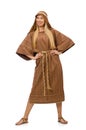 Woman wearing medieval arab clothing on white Royalty Free Stock Photo