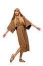 Woman wearing medieval arab clothing on white Royalty Free Stock Photo