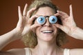 Woman wearing novelty eyeglasses Royalty Free Stock Photo