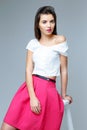 Woman wearing pink skirt Royalty Free Stock Photo