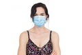 Woman wearing protective face mask