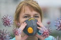 Woman wearing a real anti-pollution and anti-viruses face mask