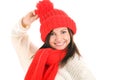 Woman wearing red scarf and cap Royalty Free Stock Photo