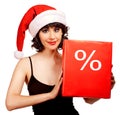 woman wearing santa hat