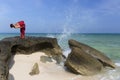 Woman wearing a sari in paradise. Royalty Free Stock Photo