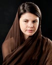 Woman wearing scarf on black Royalty Free Stock Photo