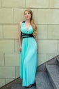 Woman wearing blue dress Royalty Free Stock Photo