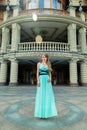 Woman wearing blue dress Royalty Free Stock Photo