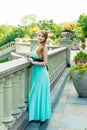 Woman wearing blue dress Royalty Free Stock Photo