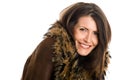 Woman wearing sheepskin