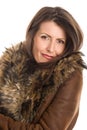 Woman wearing sheepskin