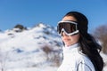 Woman Wearing Ski Goggles on Snow Covered Mountain Royalty Free Stock Photo