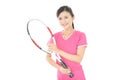 Smiling woman with a tennis racket Royalty Free Stock Photo