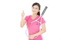 Smiling woman with a tennis racket Royalty Free Stock Photo