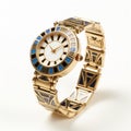 Gold Arabesque Style Bracelet Watch With Ndebele-inspired Motifs