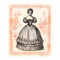 Vintage Victorian Lady Illustration On Stamp Royalty Free Stock Photo