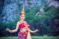 Woman wearing Thai ancient traditional costume