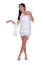 Woman wearing toilet paper Royalty Free Stock Photo