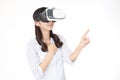 Woman wearing virtual reality goggles Royalty Free Stock Photo
