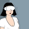 Woman wearing virtual reality headgear