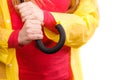 Woman wearing waterproof coat holding umbrella Royalty Free Stock Photo