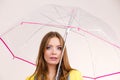 Woman wearing waterproof coat holding umbrella Royalty Free Stock Photo