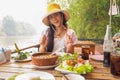 Woman wearing a yellow hat