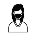 Woman wears industrial mask icon vector