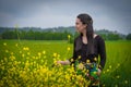 Woman in the weath field Royalty Free Stock Photo