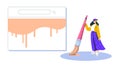 Woman Web designer visualizing a vibrant search concept with a large brush